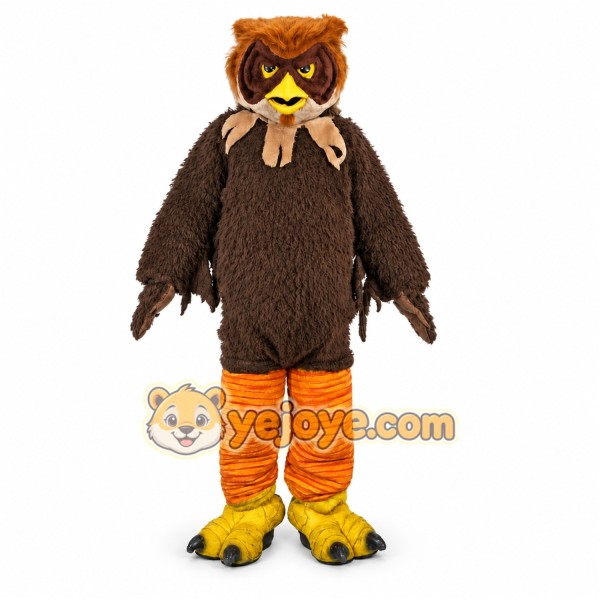 Brown Owl Mascot Costume with Custom Logo