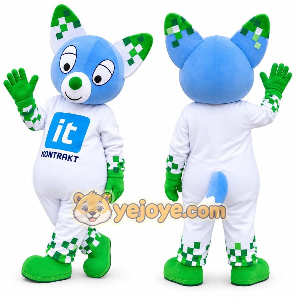Blue Fox Mascot Costume with Custom Logo Blue Fox Mascot Costume with Custom Logo