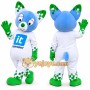 Blue Fox Mascot Costume with Custom Logo