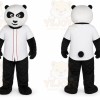 White Panda Mascot Costume with Custom Logo