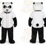 White Panda Mascot Costume with Custom Logo