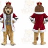 Tan Lion Mascot Costume with Custom Logo