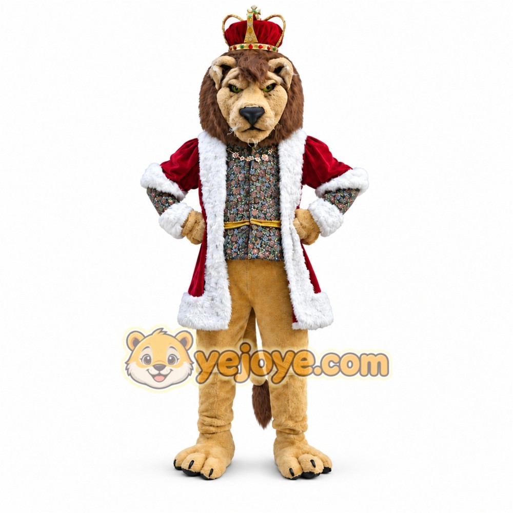 Tan Lion Mascot Costume with Custom Logo Tan Lion Mascot Costume with Custom Logo