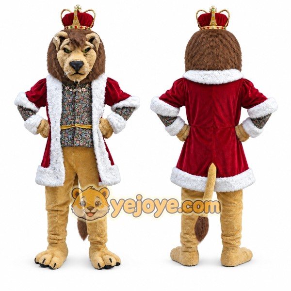 Tan Lion Mascot Costume with Custom Logo