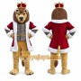 Tan Lion Mascot Costume with Custom Logo