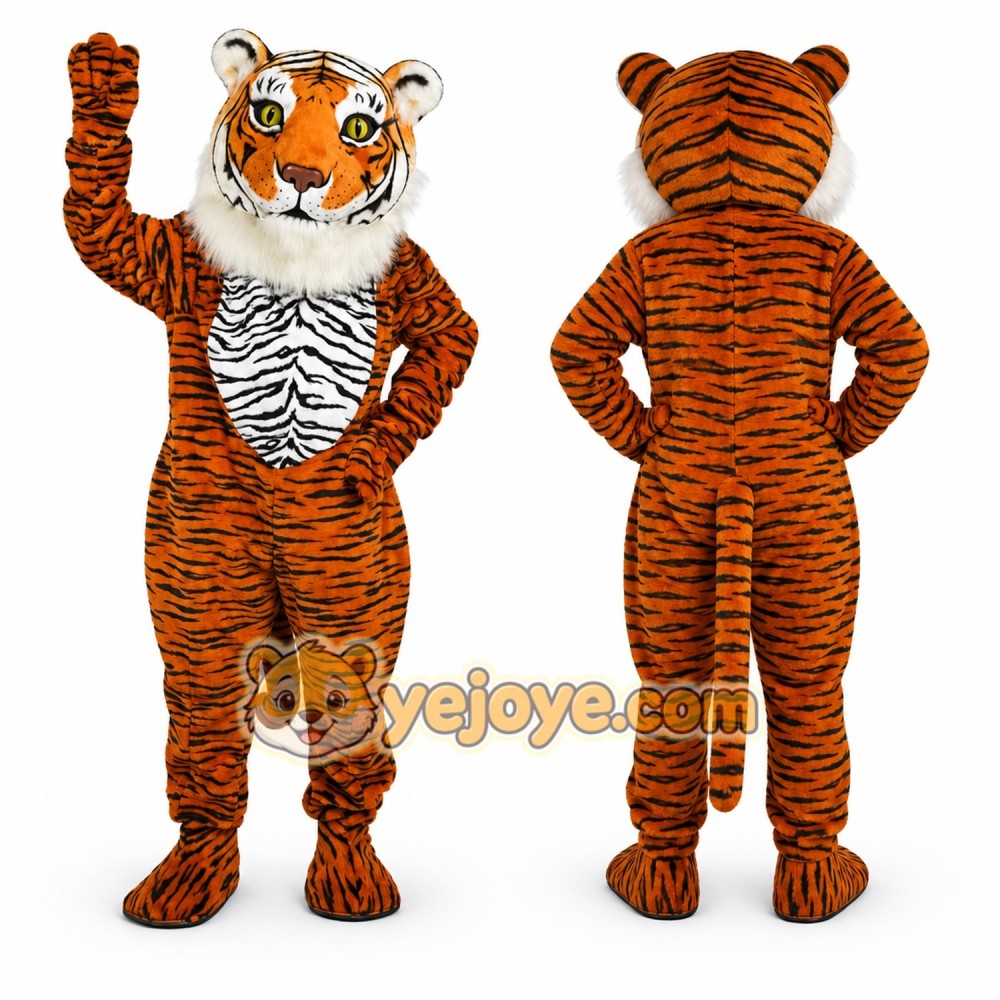 Orange Tiger Mascot Costume with Custom Logo