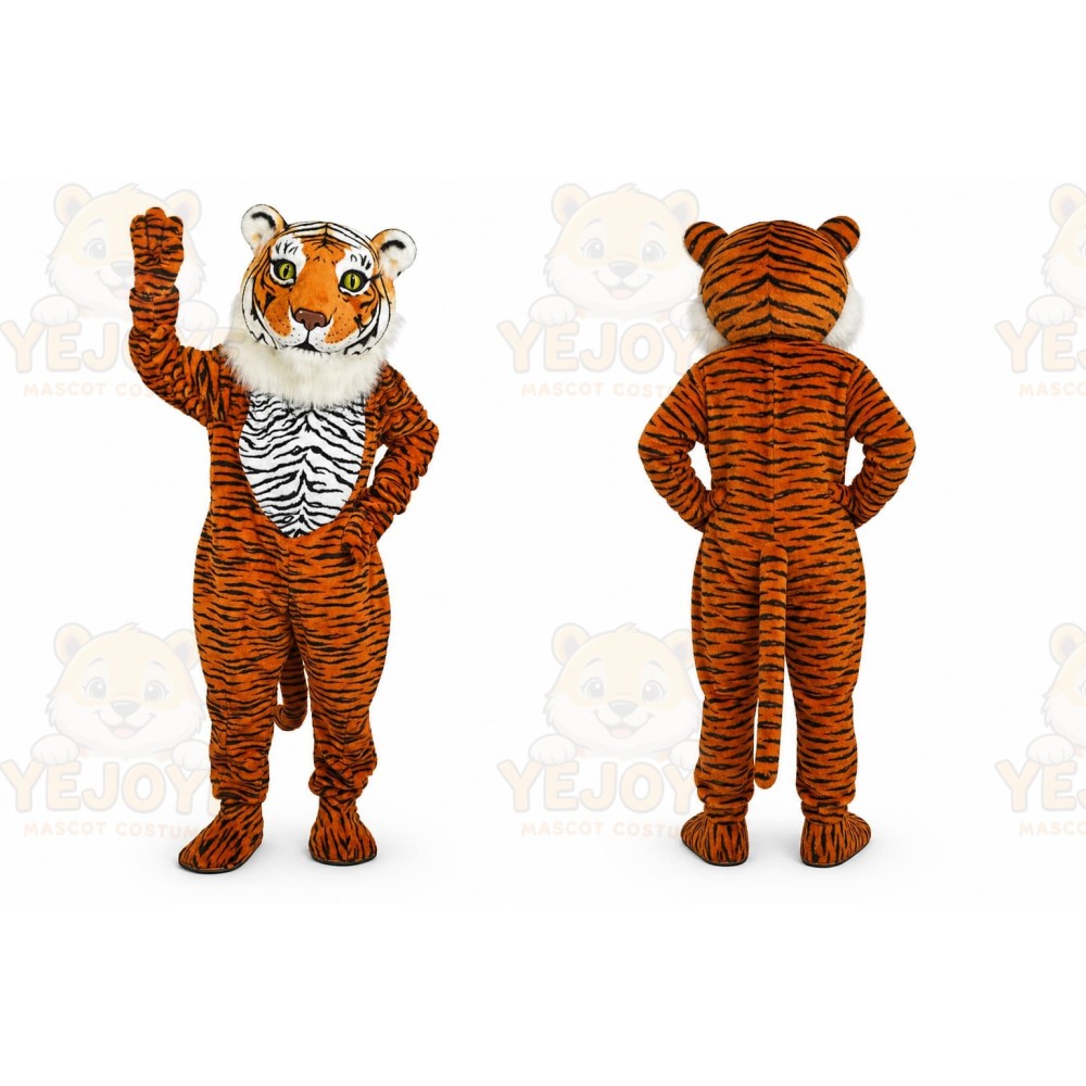 Orange Tiger Mascot Costume with Custom Logo