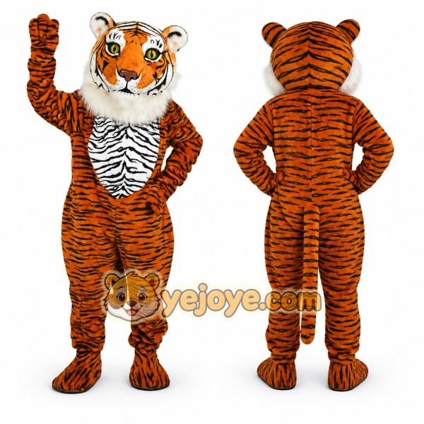 Orange Tiger Mascot Costume with Custom Logo