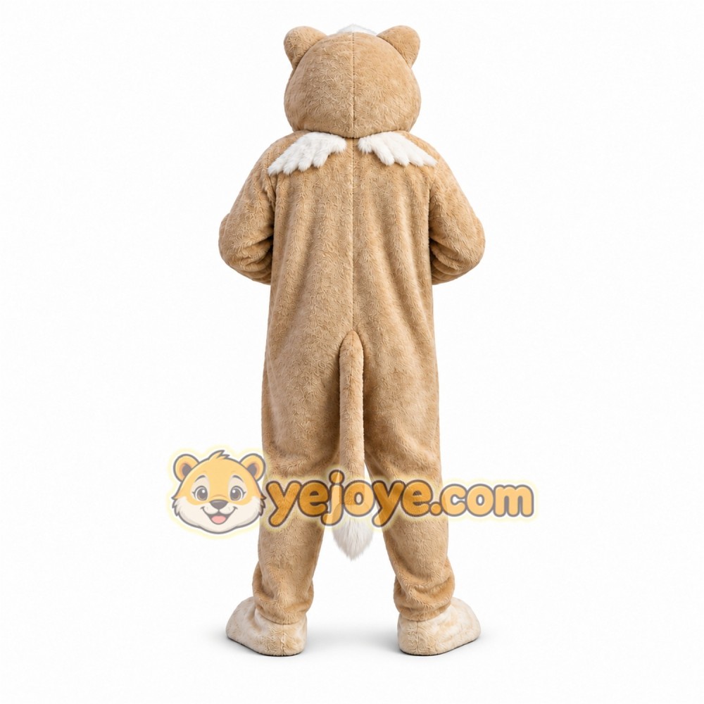 Beige Cougar Mascot Costume with Custom Logo Beige Cougar Mascot Costume with Custom Logo
