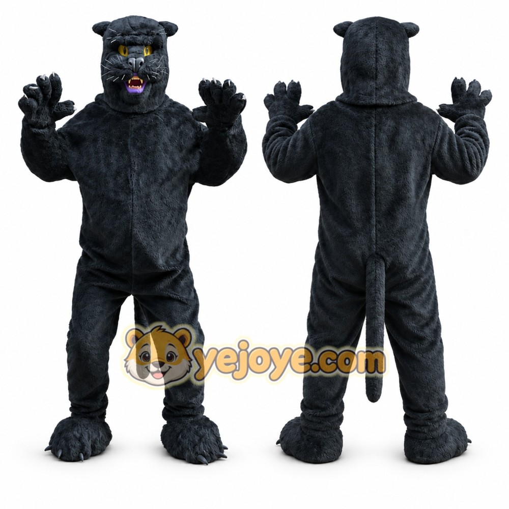 Black Panther Mascot Costume with Custom Logo Black Panther Mascot Costume with Custom Logo