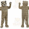 Tan Leopard Mascot Costume with Custom Logo