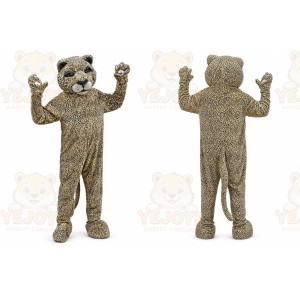 Tan Leopard Mascot Costume with Custom Logo