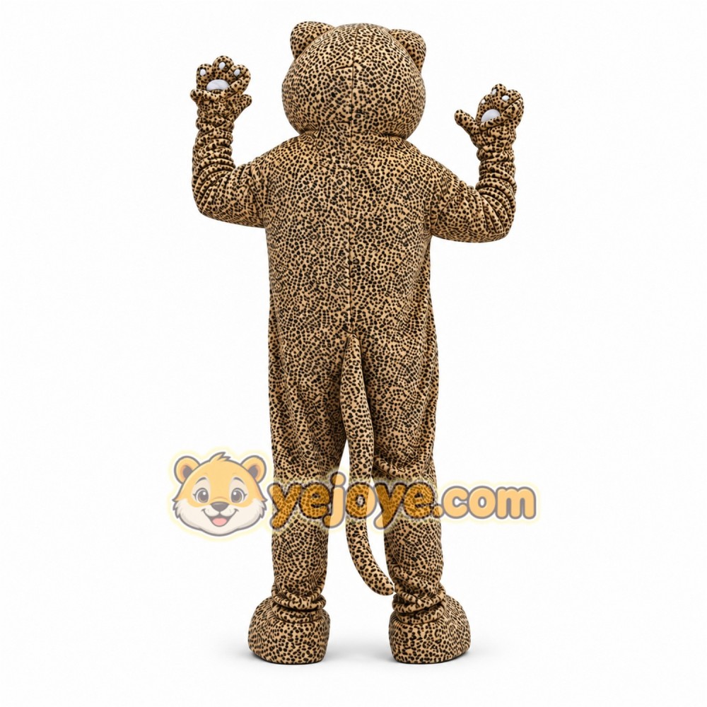 Tan Leopard Mascot Costume with Custom Logo Tan Leopard Mascot Costume with Custom Logo