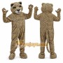Tan Leopard Mascot Costume with Custom Logo