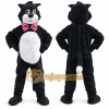 Black Cat Mascot Costume with Custom Logo