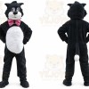 Black Cat Mascot Costume with Custom Logo