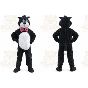 Black Cat Mascot Costume with Custom Logo