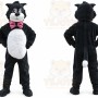 Black Cat Mascot Costume with Custom Logo