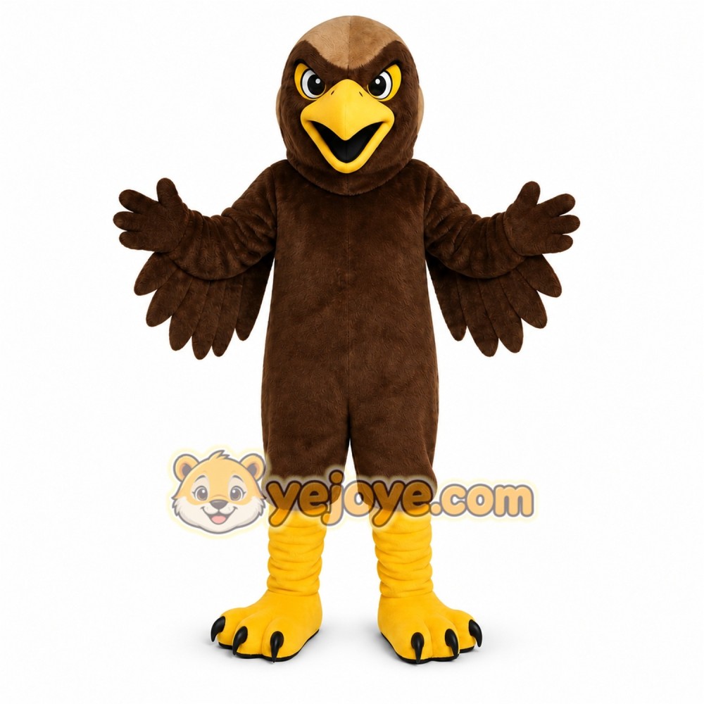 Brown Eagle Mascot Costume with Custom Logo