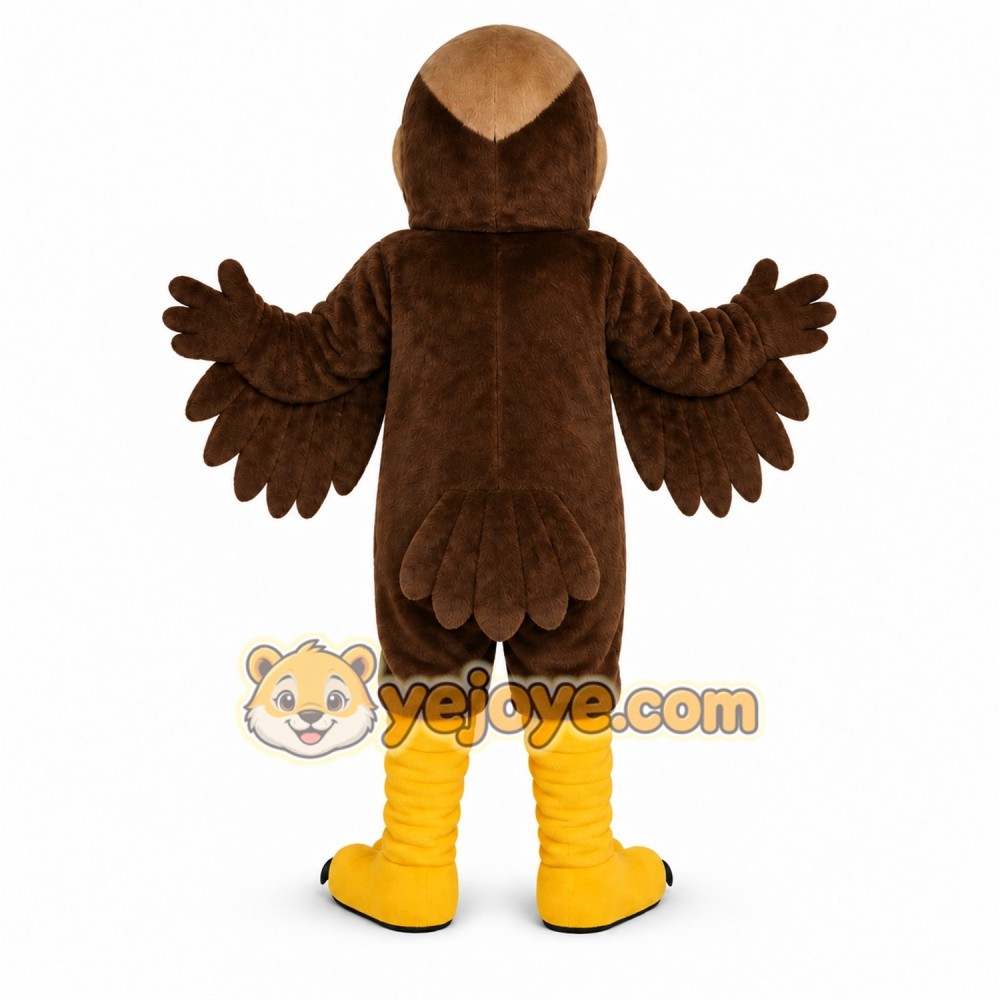 Brown Eagle Mascot Costume with Custom Logo