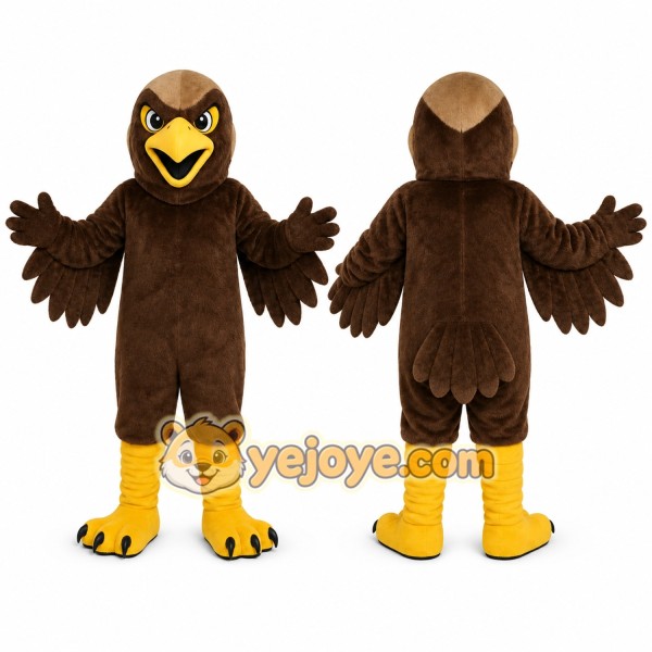 Brown Eagle Mascot Costume with Custom Logo