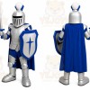 Blue Roman Warrior Mascot Costume with Custom Logo