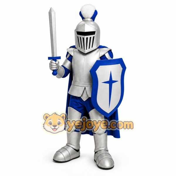 Armored Knight Mascot Costume with Custom Logo