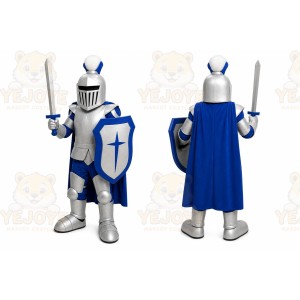 Blue Roman Warrior Mascot Costume with Custom Logo