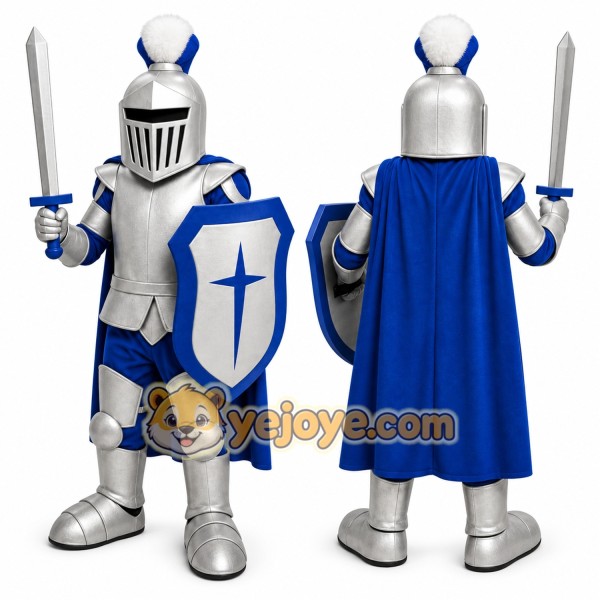 Armored Knight Mascot Costume with Custom Logo