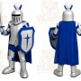 Blue Roman Warrior Mascot Costume with Custom Logo