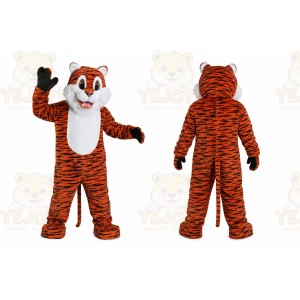 Orange Tiger Mascot Costume with Custom Logo