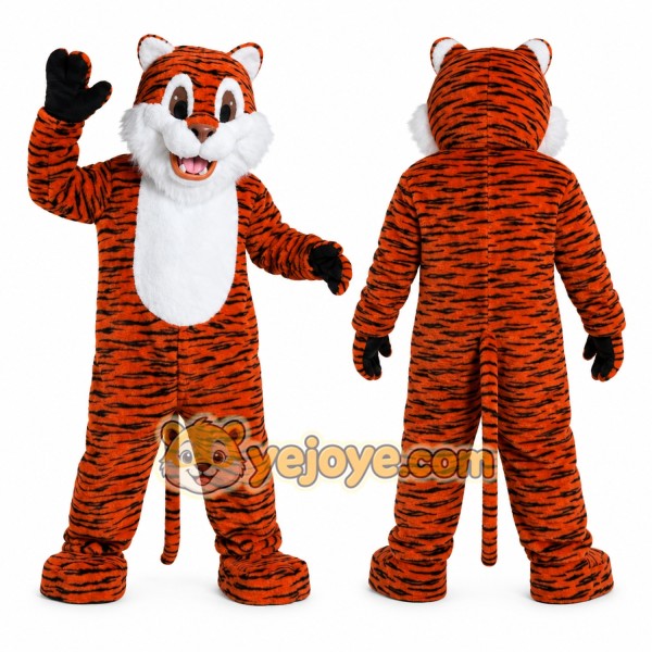 Orange Tiger Mascot Costume with Custom Logo