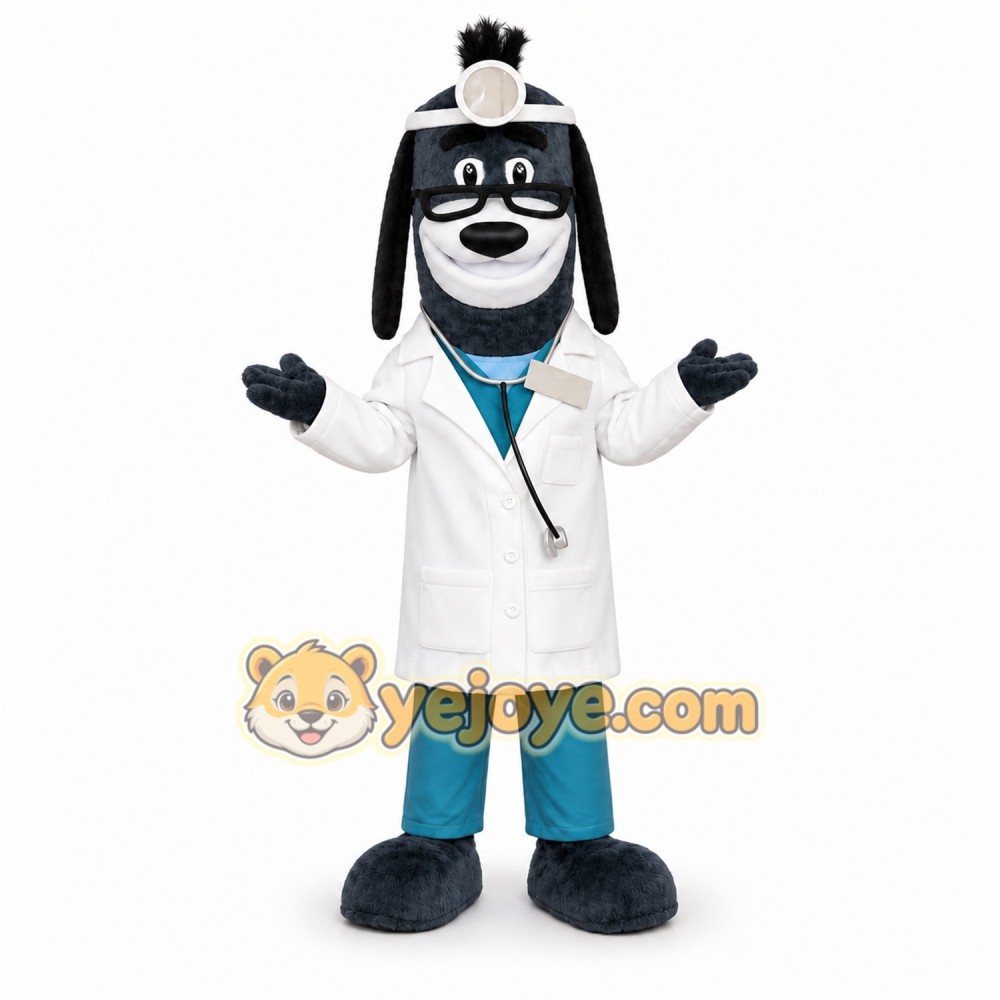 Black Dog Mascot Costume with Custom Logo Black Dog Mascot Costume with Custom Logo