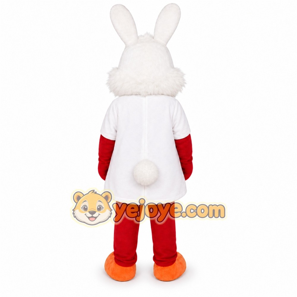 White Rabbit Mascot Costume with Custom Logo White Rabbit Mascot Costume with Custom Logo