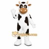 White Cow Mascot Costume with Custom Logo