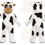 White Cow Mascot Costume with Custom Logo