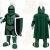 Green Roman Warrior Mascot Costume with Custom Logo