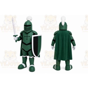 Green Roman Warrior Mascot Costume with Custom Logo