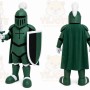 Green Roman Warrior Mascot Costume with Custom Logo
