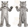 Gray Cougar Mascot Costume with Custom Logo