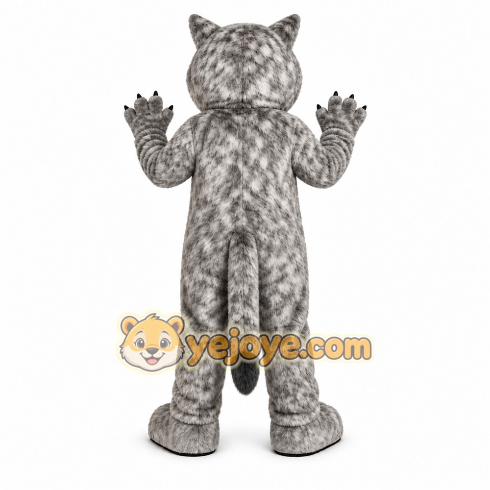 Gray Cougar Mascot Costume with Custom Logo Gray Cougar Mascot Costume with Custom Logo