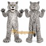 Gray Cougar Mascot Costume with Custom Logo