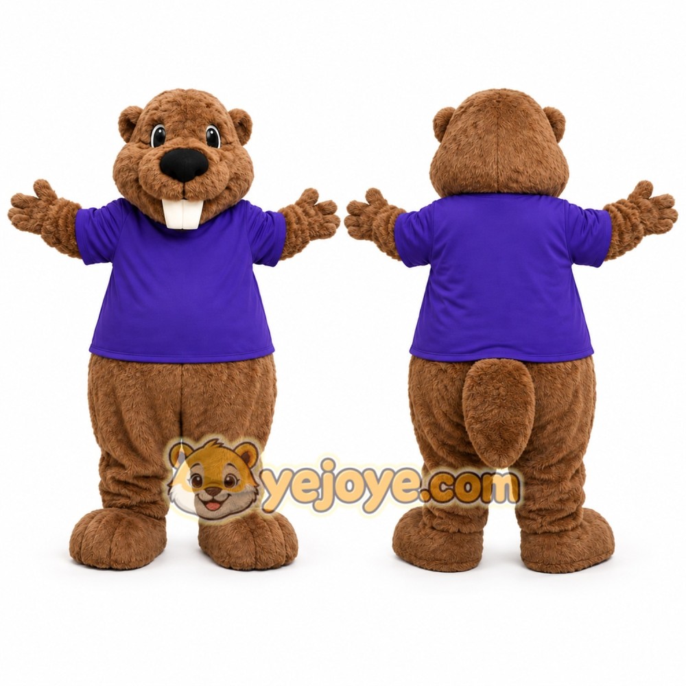 Brown Beaver Mascot Costume with Custom Logo Brown Beaver Mascot Costume with Custom Logo