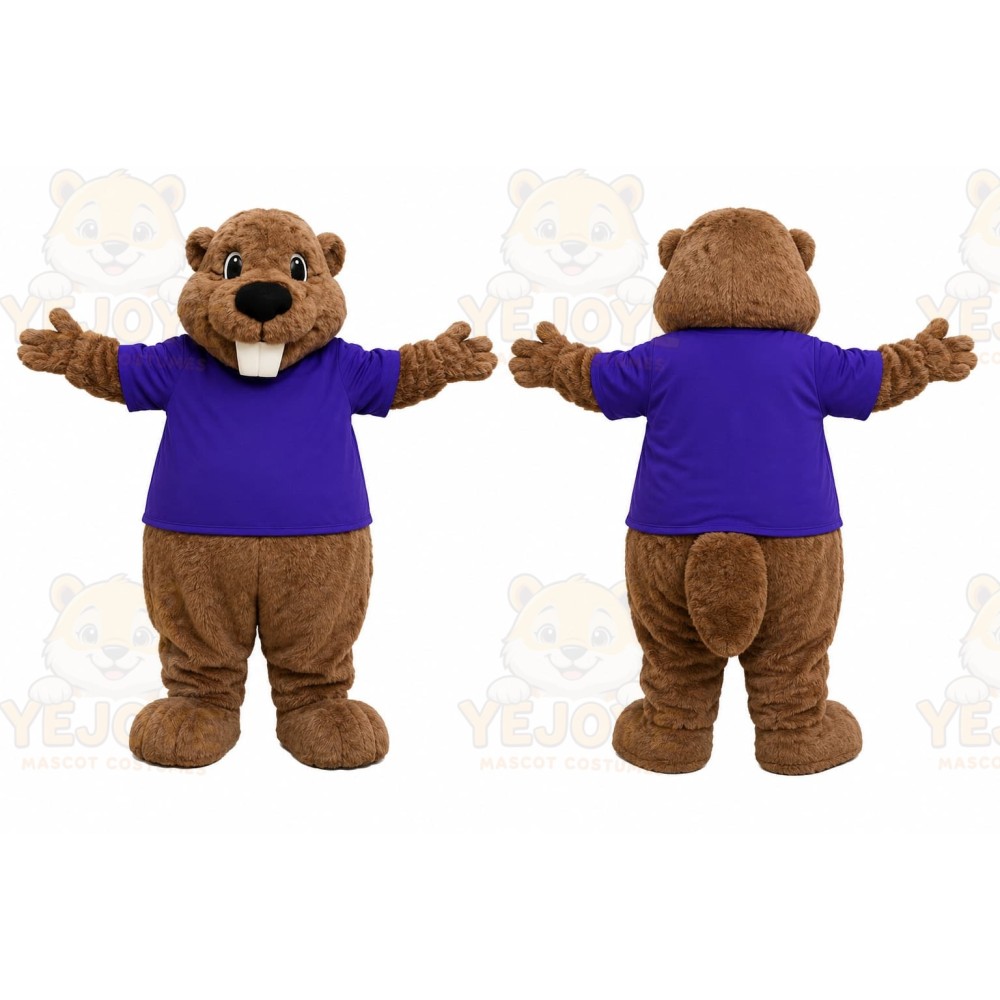 Brown Beaver Mascot Costume with Custom Logo
