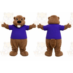 Brown Beaver Mascot Costume with Custom Logo