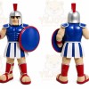Blue Roman Warrior Mascot Costume with Custom Logo