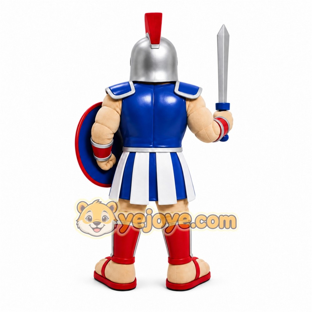 Blue Roman Warrior Mascot Costume with Custom Logo Blue Roman Warrior Mascot Costume with Custom Logo