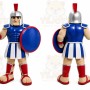 Blue Roman Warrior Mascot Costume with Custom Logo