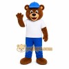 Blue Bear Mascot Costume with Custom Logo