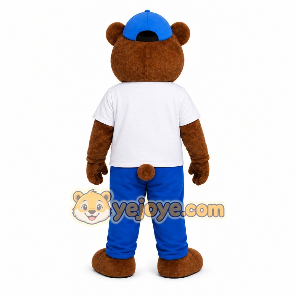 Blue Bear Mascot Costume with Custom Logo
